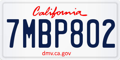 CA license plate 7MBP802