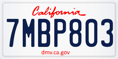 CA license plate 7MBP803