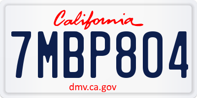CA license plate 7MBP804