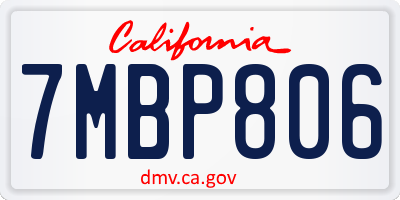 CA license plate 7MBP806