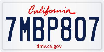 CA license plate 7MBP807