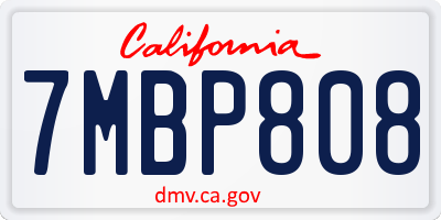 CA license plate 7MBP808