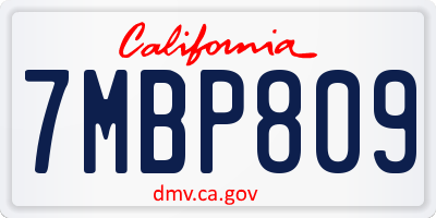 CA license plate 7MBP809