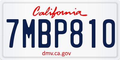 CA license plate 7MBP810