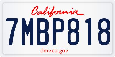CA license plate 7MBP818