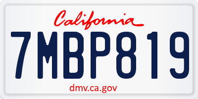 CA license plate 7MBP819