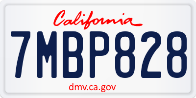 CA license plate 7MBP828