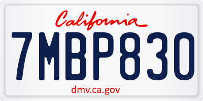 CA license plate 7MBP830