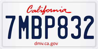 CA license plate 7MBP832