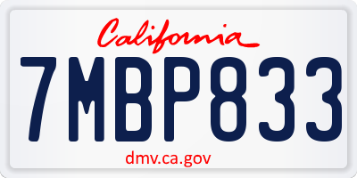 CA license plate 7MBP833