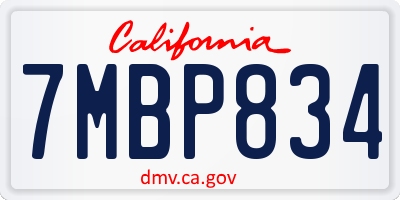 CA license plate 7MBP834