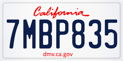 CA license plate 7MBP835