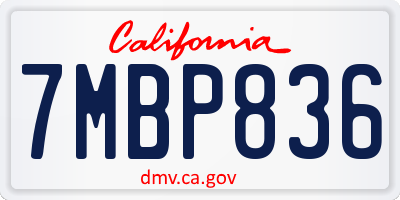 CA license plate 7MBP836