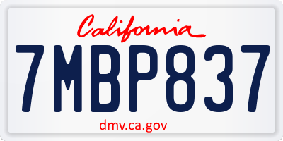 CA license plate 7MBP837