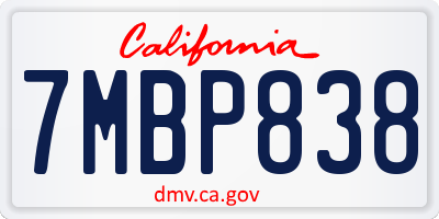 CA license plate 7MBP838