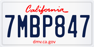 CA license plate 7MBP847