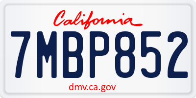 CA license plate 7MBP852