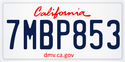 CA license plate 7MBP853