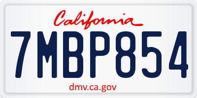 CA license plate 7MBP854