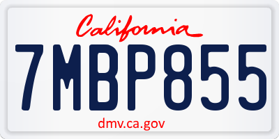 CA license plate 7MBP855