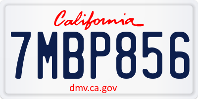 CA license plate 7MBP856