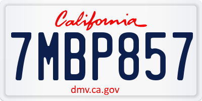 CA license plate 7MBP857