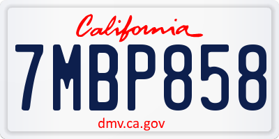 CA license plate 7MBP858