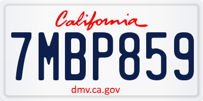 CA license plate 7MBP859