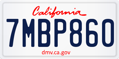 CA license plate 7MBP860