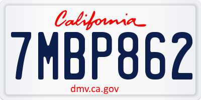 CA license plate 7MBP862
