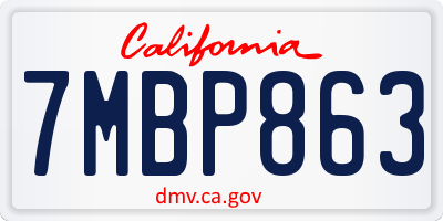 CA license plate 7MBP863