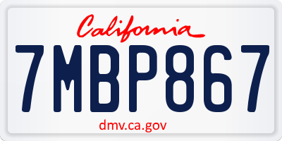 CA license plate 7MBP867