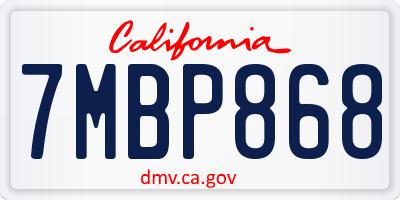 CA license plate 7MBP868