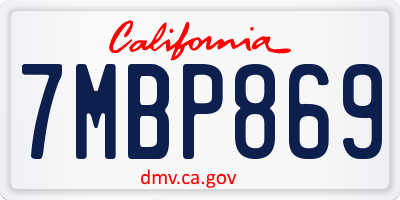CA license plate 7MBP869