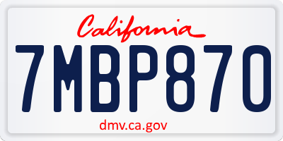CA license plate 7MBP870