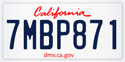 CA license plate 7MBP871