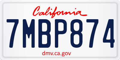 CA license plate 7MBP874