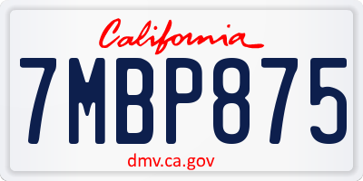 CA license plate 7MBP875