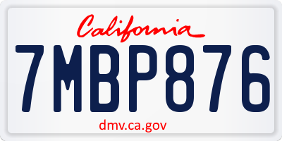 CA license plate 7MBP876