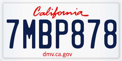 CA license plate 7MBP878