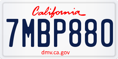 CA license plate 7MBP880