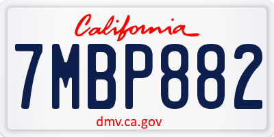 CA license plate 7MBP882