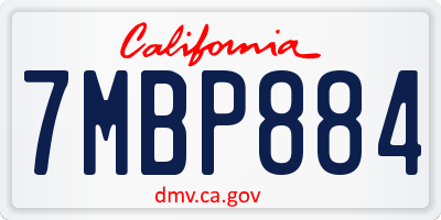 CA license plate 7MBP884