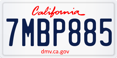 CA license plate 7MBP885