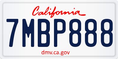 CA license plate 7MBP888