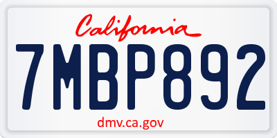 CA license plate 7MBP892