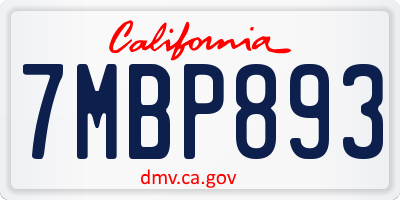 CA license plate 7MBP893