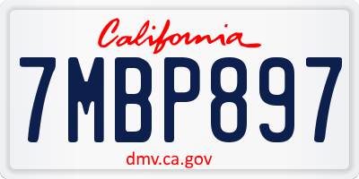 CA license plate 7MBP897