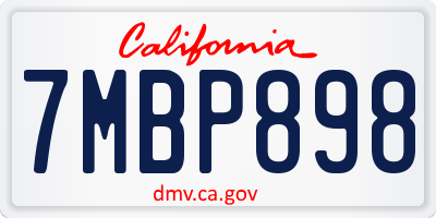 CA license plate 7MBP898