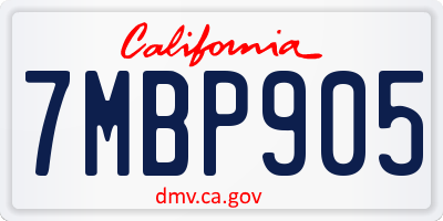 CA license plate 7MBP905